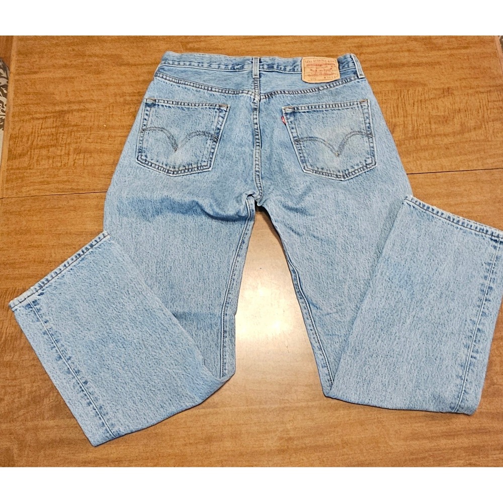 Vintage 90s Y2K Levi 501 Buttonfly Blue Jeans 34x32 Light Wash Denim MJ3